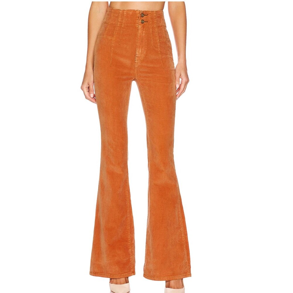 Free People We The Free Jayde Corduroy Flare Jeans Cognac Orange Size 26